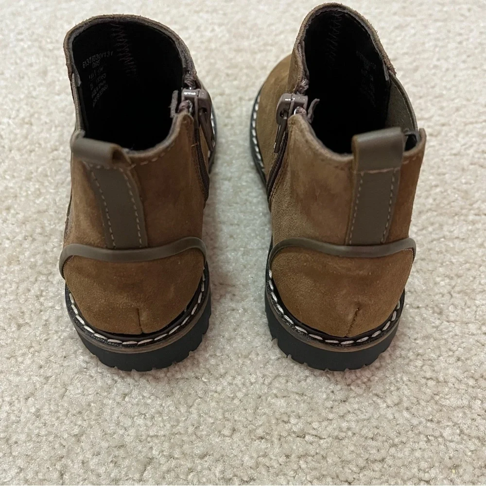 Zara Brown Suede Chunky Side Zipper Unisex Boots NWOT